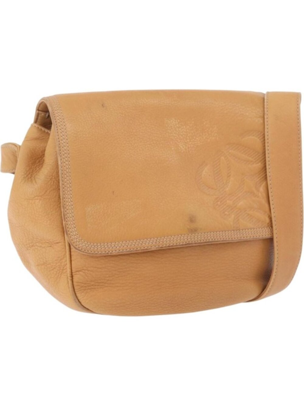 LOEWE Anagram Shoulder Bag Leather Beige Gold